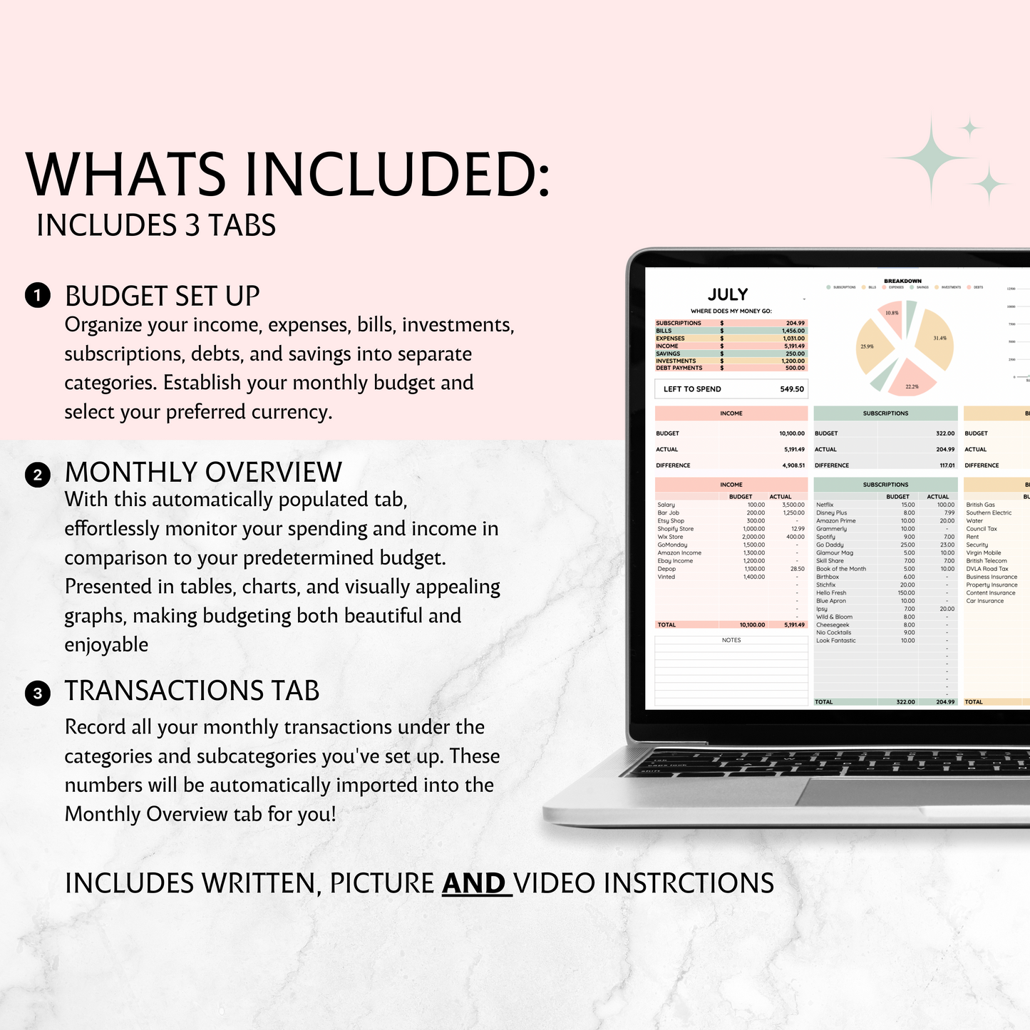 Monthly Budget Spreadsheet Template with Resell Rights