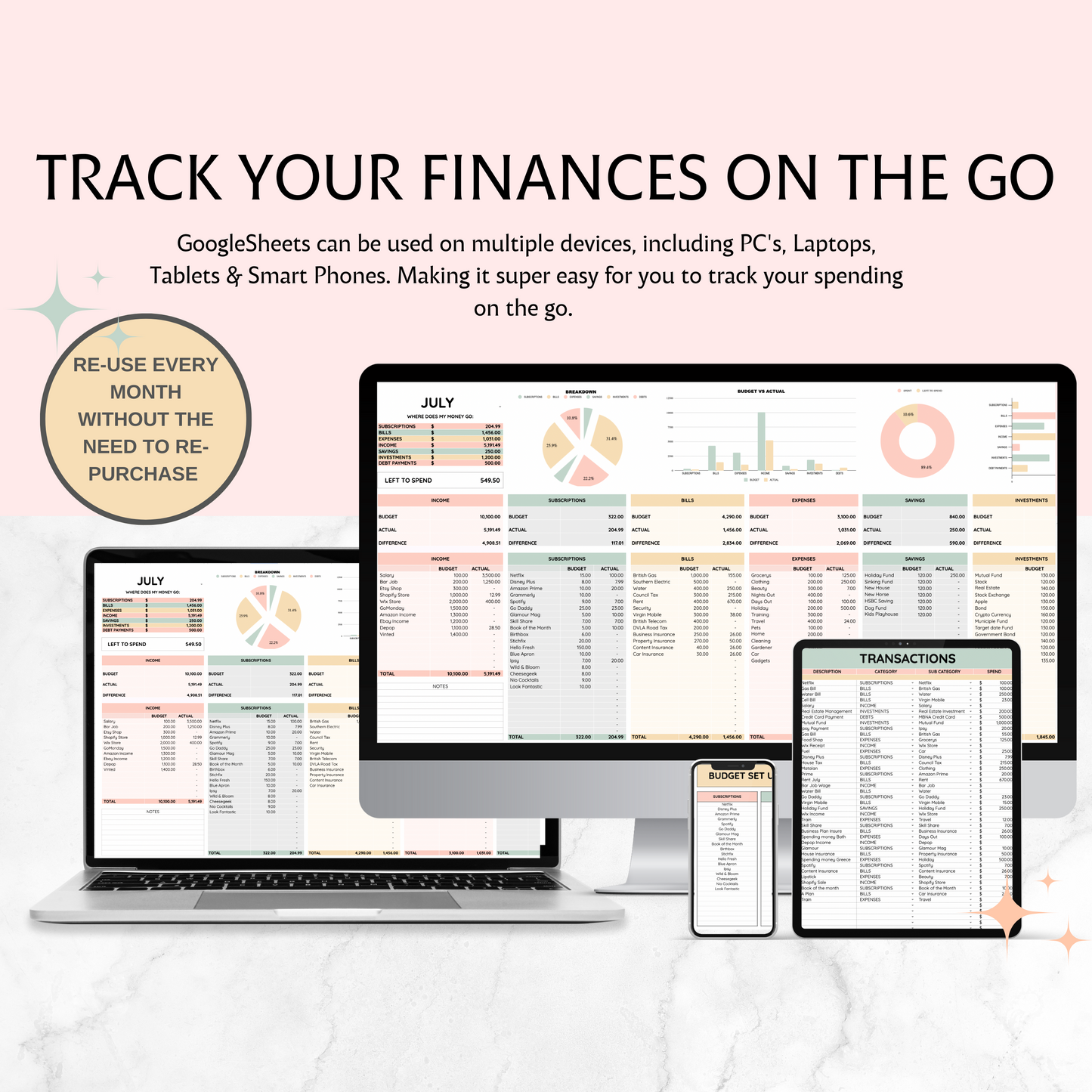 Monthly Budget Spreadsheet Template with Resell Rights