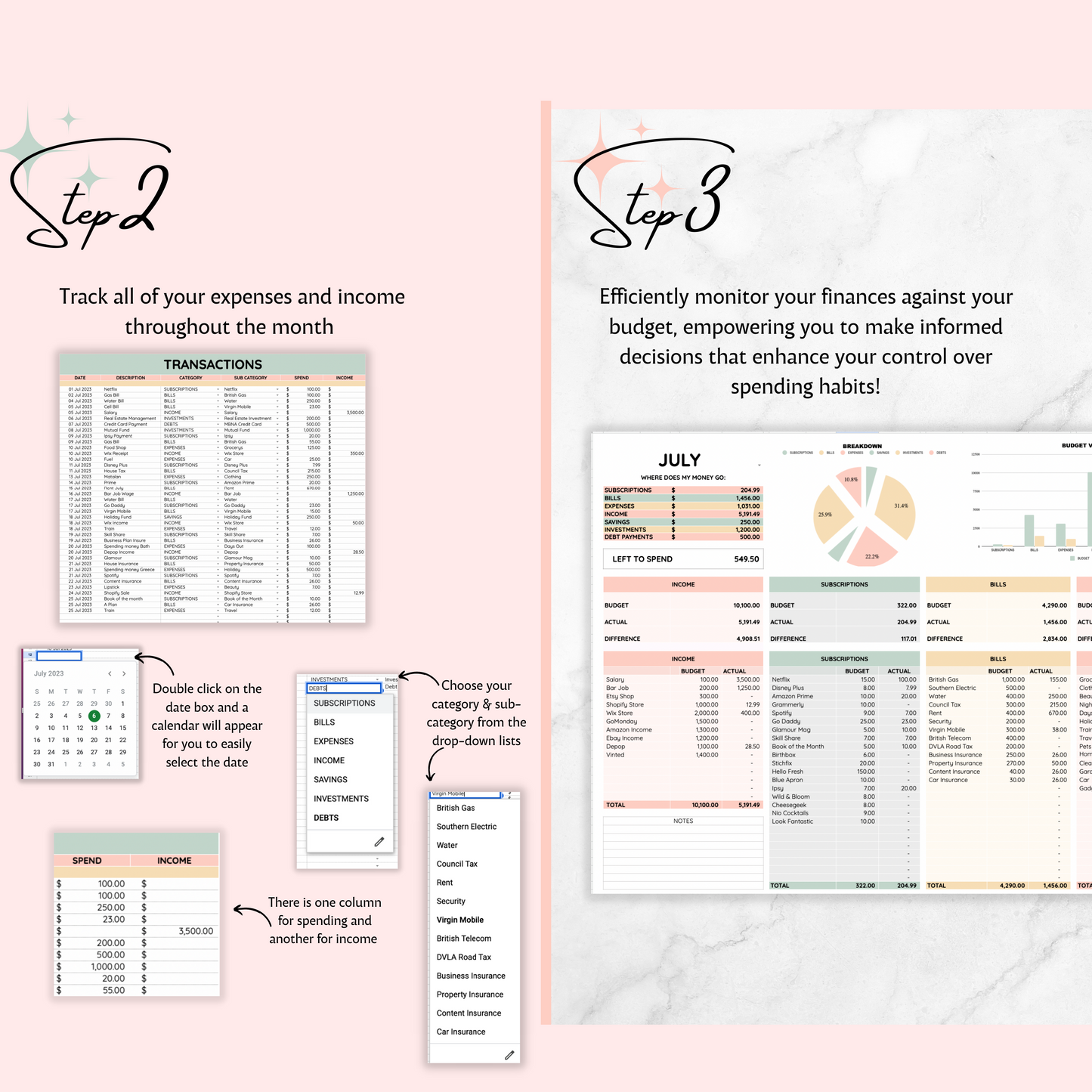 Monthly Budget Spreadsheet Template with Resell Rights