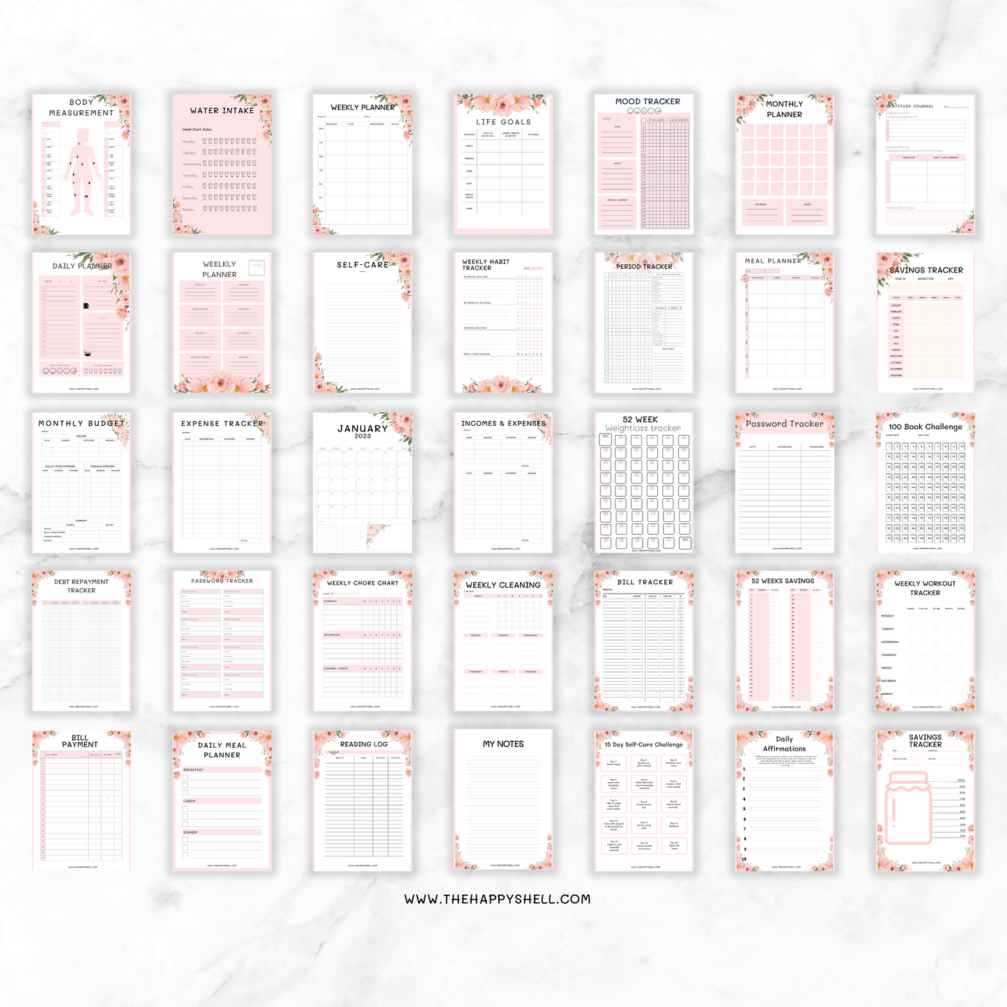 PLR Life Planner Template, Printable PDF with Commercial License to Resell, PLR Printables, Canva Template Commercial, Diary, Calendar