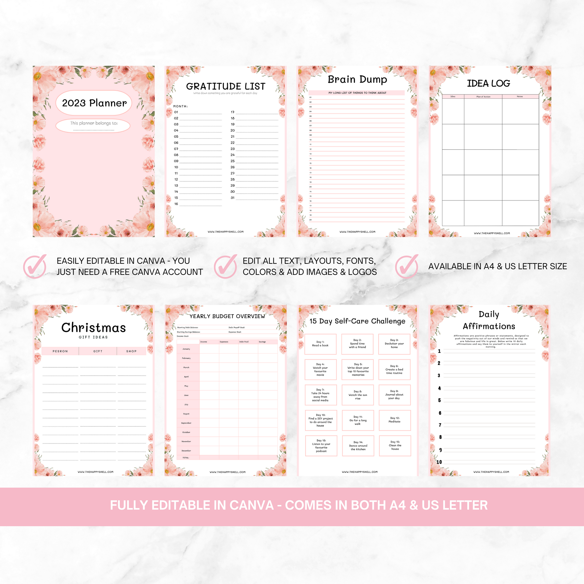 PLR Life Planner Template, Printable PDF with Commercial License to Re –  The Happy Shell