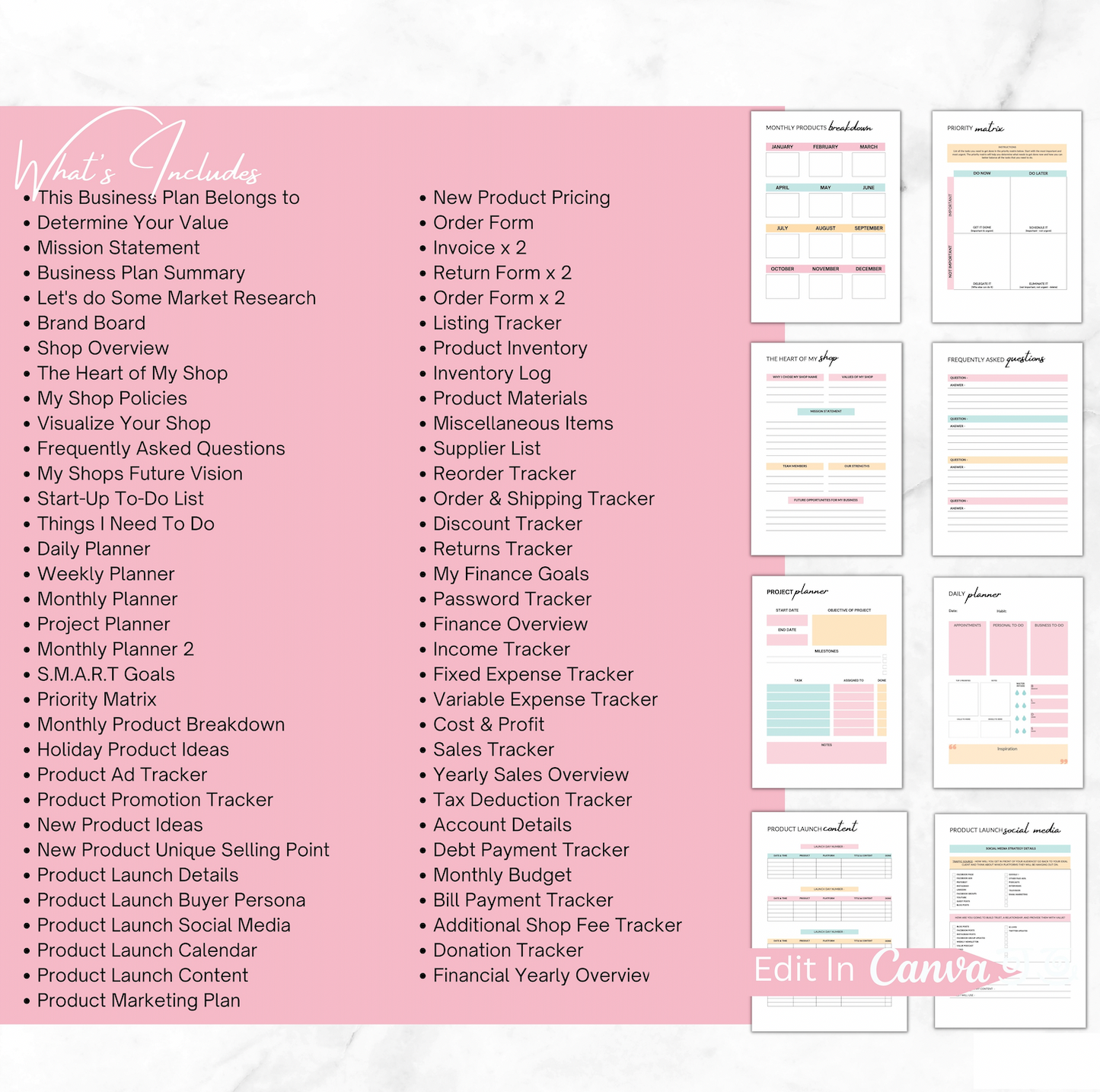 Business Planner, Editable Canva Business Template, Business Planner Canva template, Retail Business Planner, Coach Business Planner