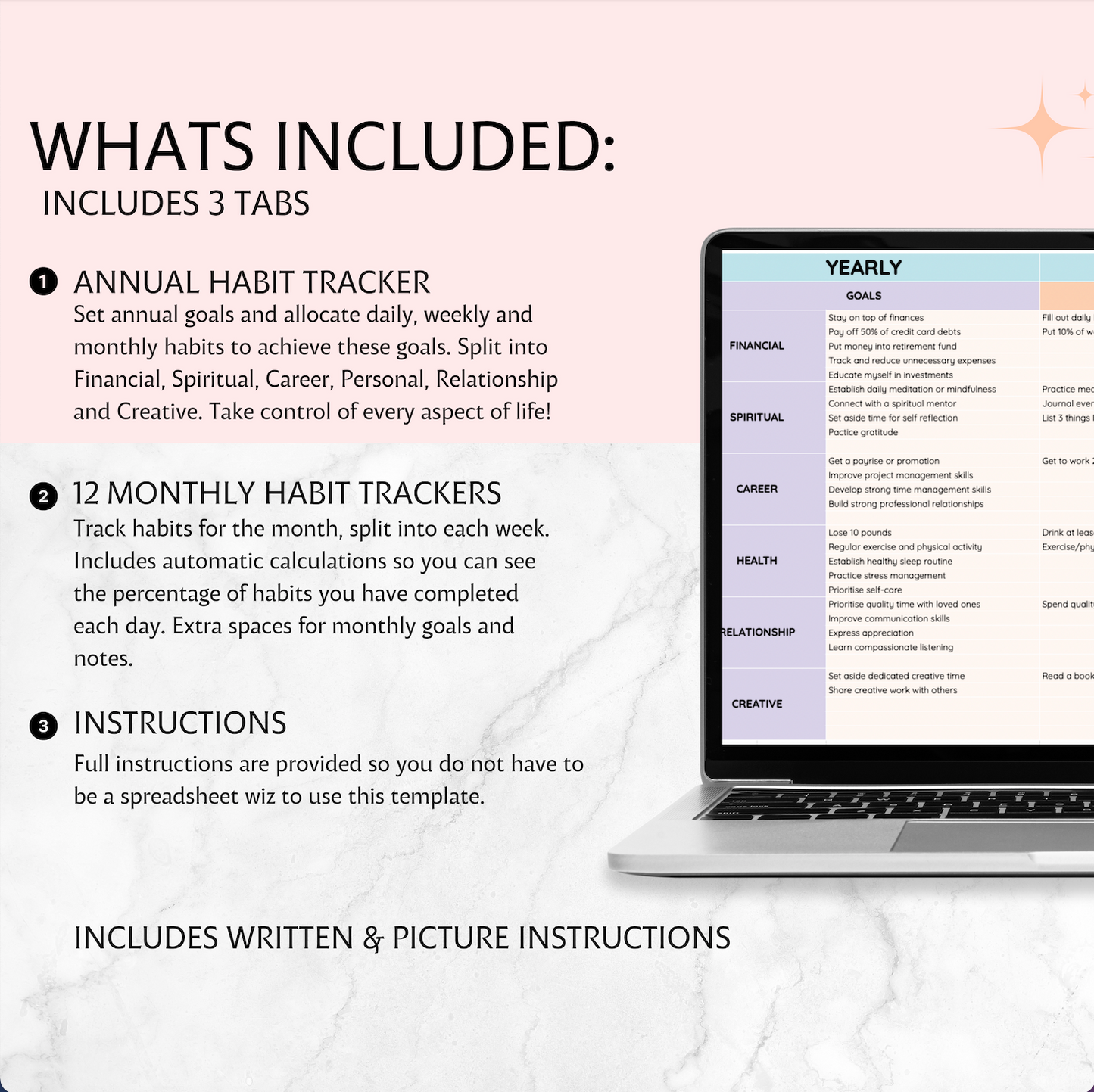 Habit Tracker, Google Sheets Habit Spreadsheet with Resell Rights