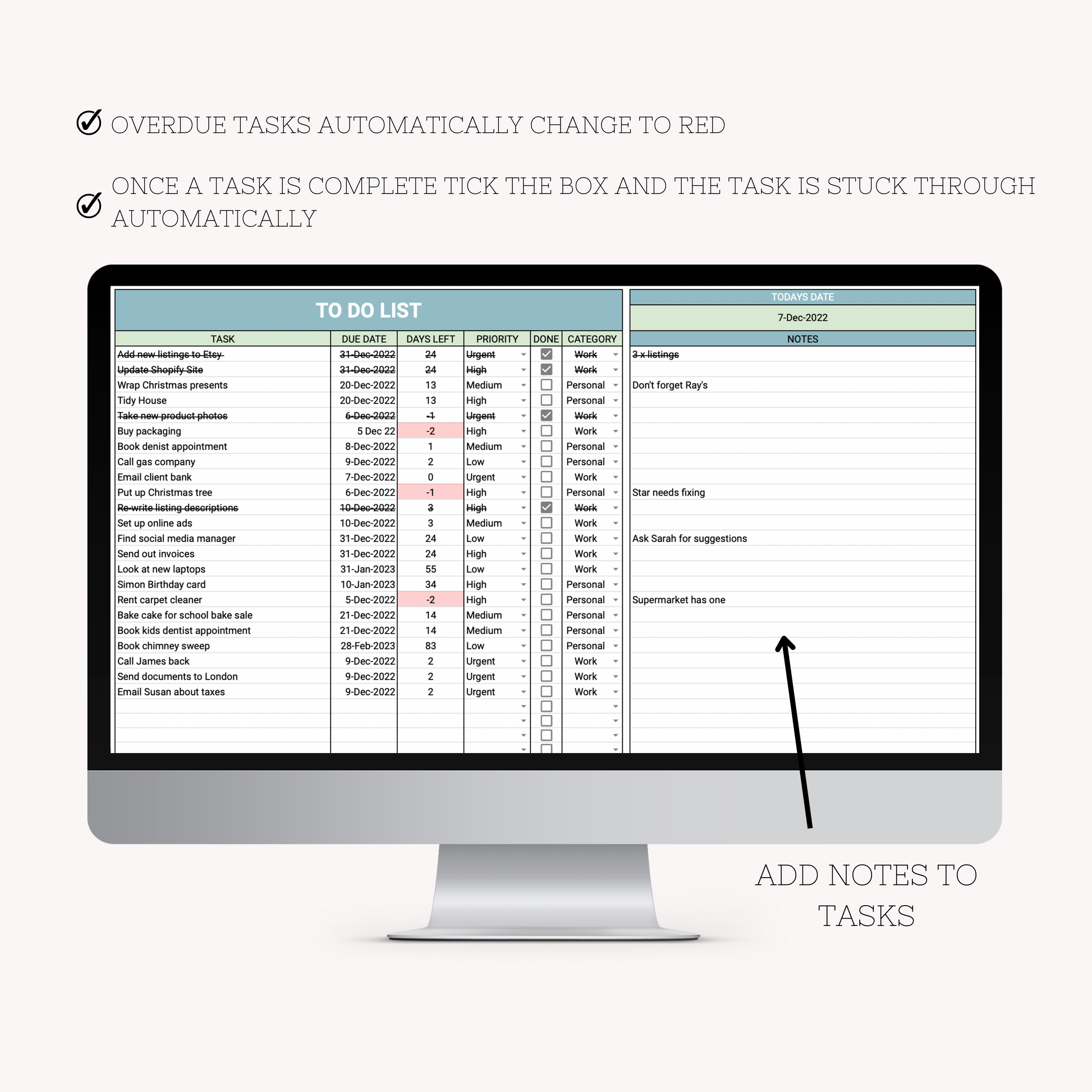 Task Master To Do List and Task Tracker Spreadsheet