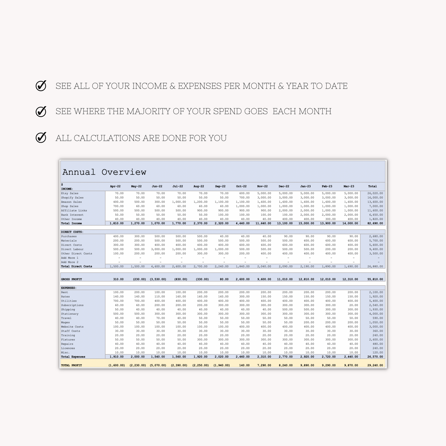 Bookkeeping Spreadsheet